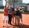 V.l.n.r. captain Jeroen Kromme, Vincent Weeda, Erik Verbove, Ramon de Vries, coach Ruud Thijssen en Steven van Hoorn (foto: Fred van Hoorn).